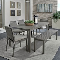 6-Piece Contemporary Outdoor Aluminum Dining Set with Bench