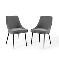 Upholstered Fabric Dining Chairs - Black/Charcoal - Set of 2