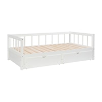 White Daybed with Trundle and 2 Drawers