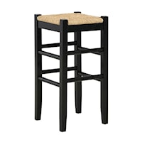 Black Bar Height Bar Stool with Woven Seat