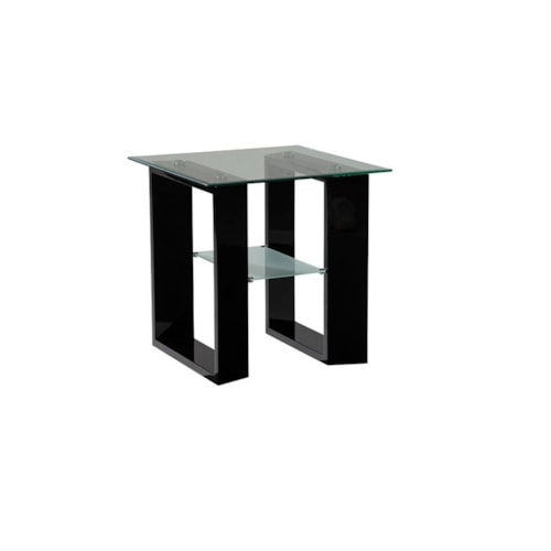 Contemporary End Table with Glass Tabletop
