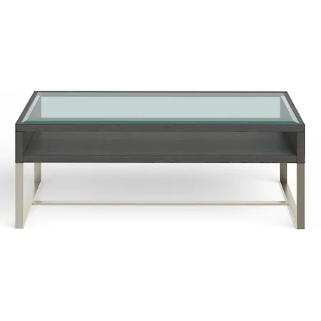 Contemporary Rectangular Cocktail Table with Glass Table Top