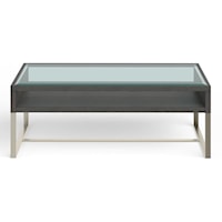 Contemporary Rectangular Cocktail Table with Glass Table Top