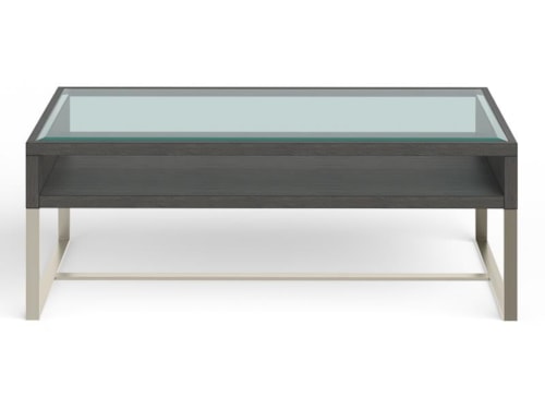 Contemporary Rectangular Cocktail Table with Glass Table Top