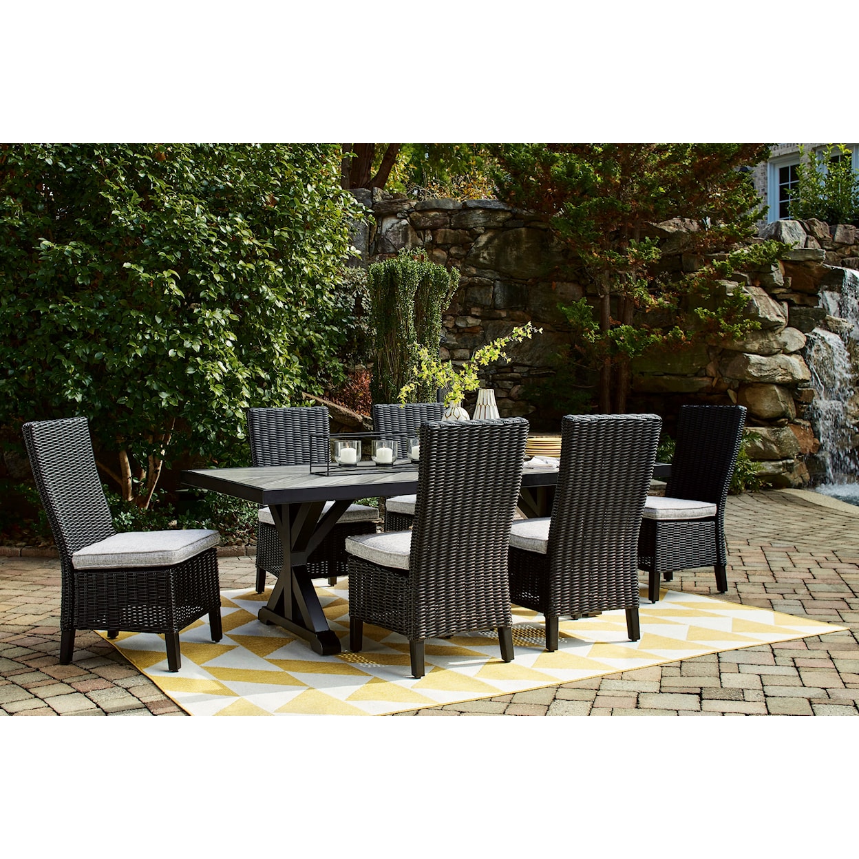 Ashley Signature Design Beachcroft Outdoor Dining Table with 6 Chairs