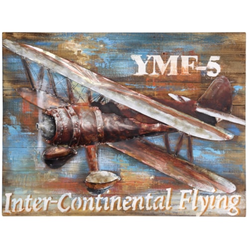 Wooden Plank Airplane Painting