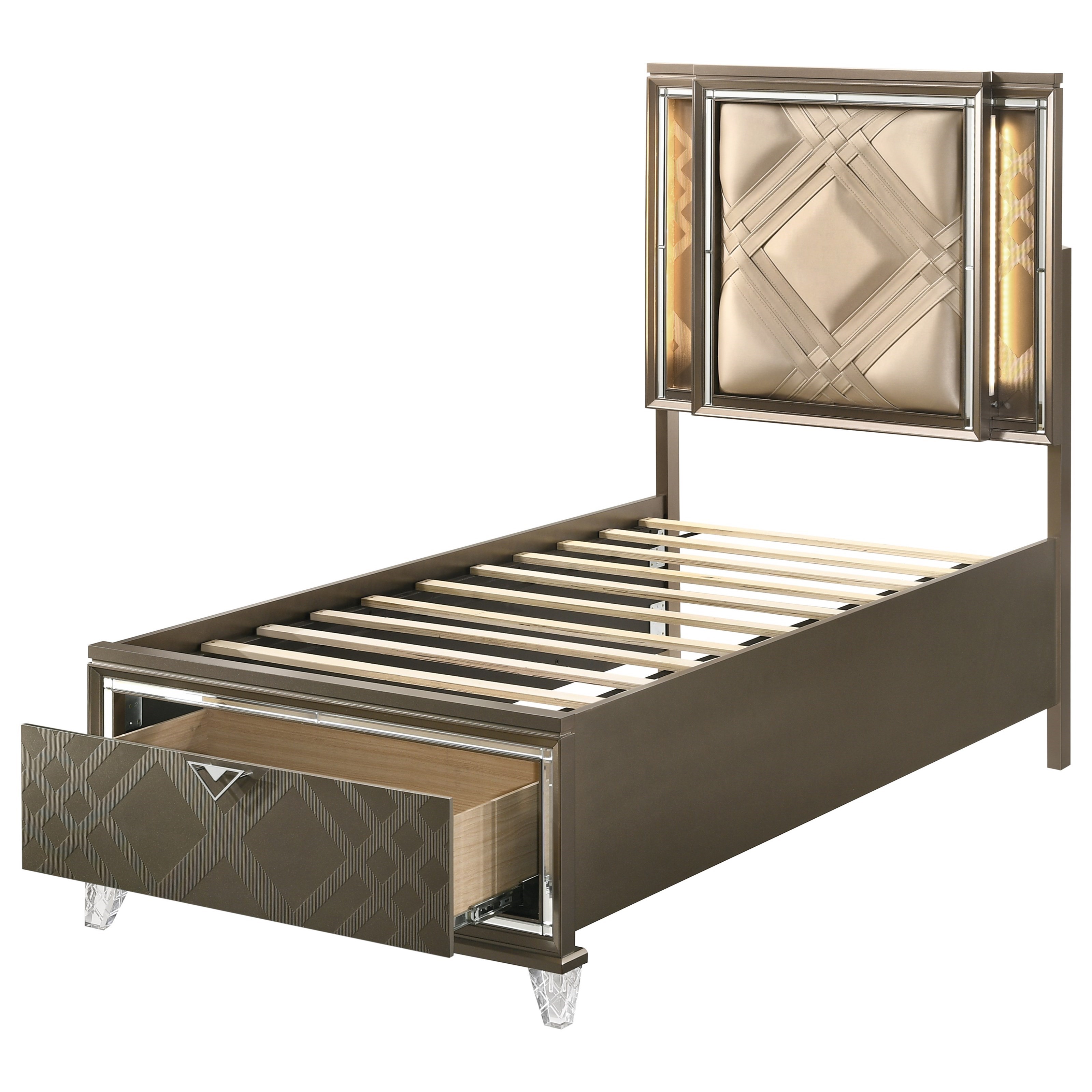 ACME Furniture Skylar Twin Bed (Storage & LED)