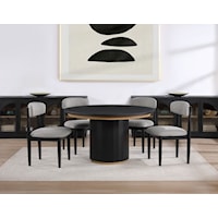 Contemporary 5-Piece Dining Set with Upholstered Side Chairs and Round Table