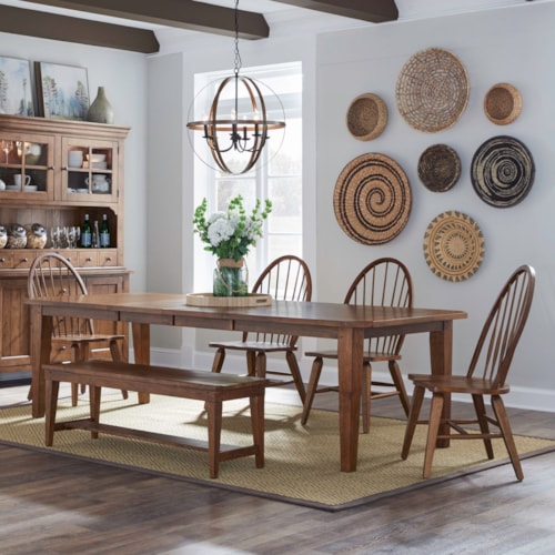 Farmhouse 6 Piece Rectangular Table Set