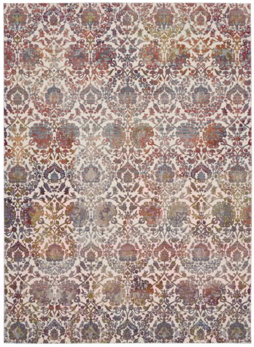 7'10" x 9'10" White/Multi Rectangle Rug
