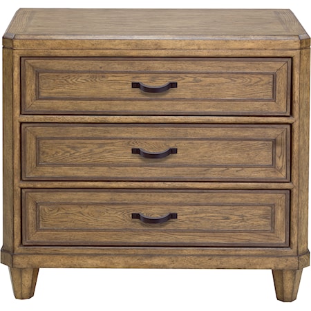 Transitional 3-Drawer Nightstand with USB Ports