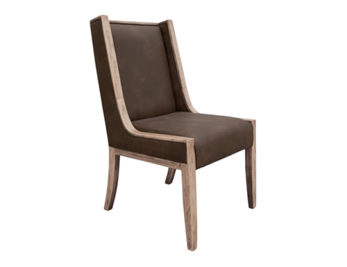 Modern Rustic Upholstered Dining Chair with High Back