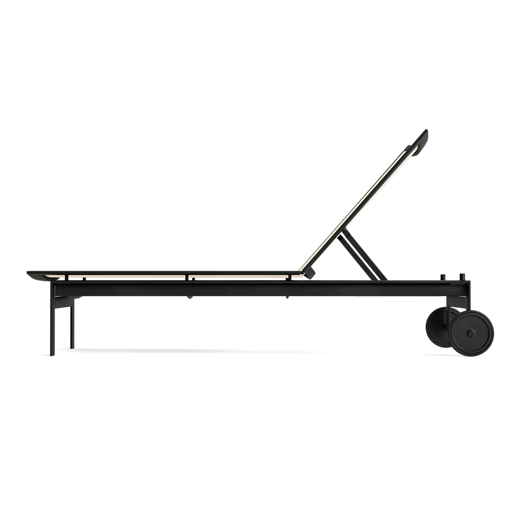 Adj. Lay-Flat Sling Chaise Lounge w/Wheels