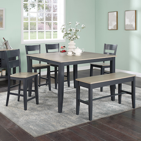 6-PIECE COUNTER HEIGHT DINING SET W/ BENCH