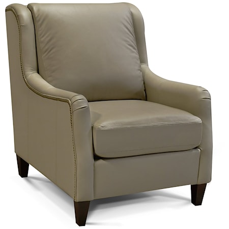 Transitional Leather Accent Chair with Nailhead Trim