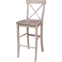 Contemporary X-Back Counter Stool in Taupe Gray