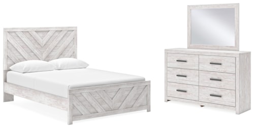 Queen Panel Bed, Dresser And Mirror