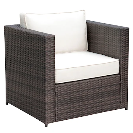 Outdoor All-Weather Wicker Lounge Chair with Cushions