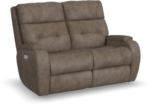 Transitional Dual Power Reclining Loveseat w/Power Headrest
