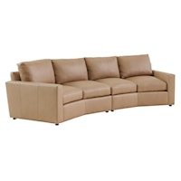 Ashbury 2-Piece Curved Leather Sectional (Tan)