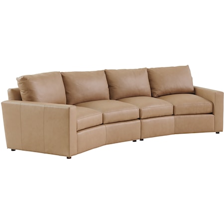 Ashbury 2-Piece Curved Leather Sectional (Tan)