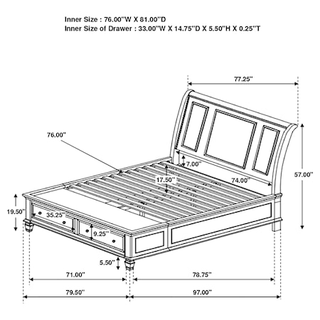 Wood King Storage Panel Bed