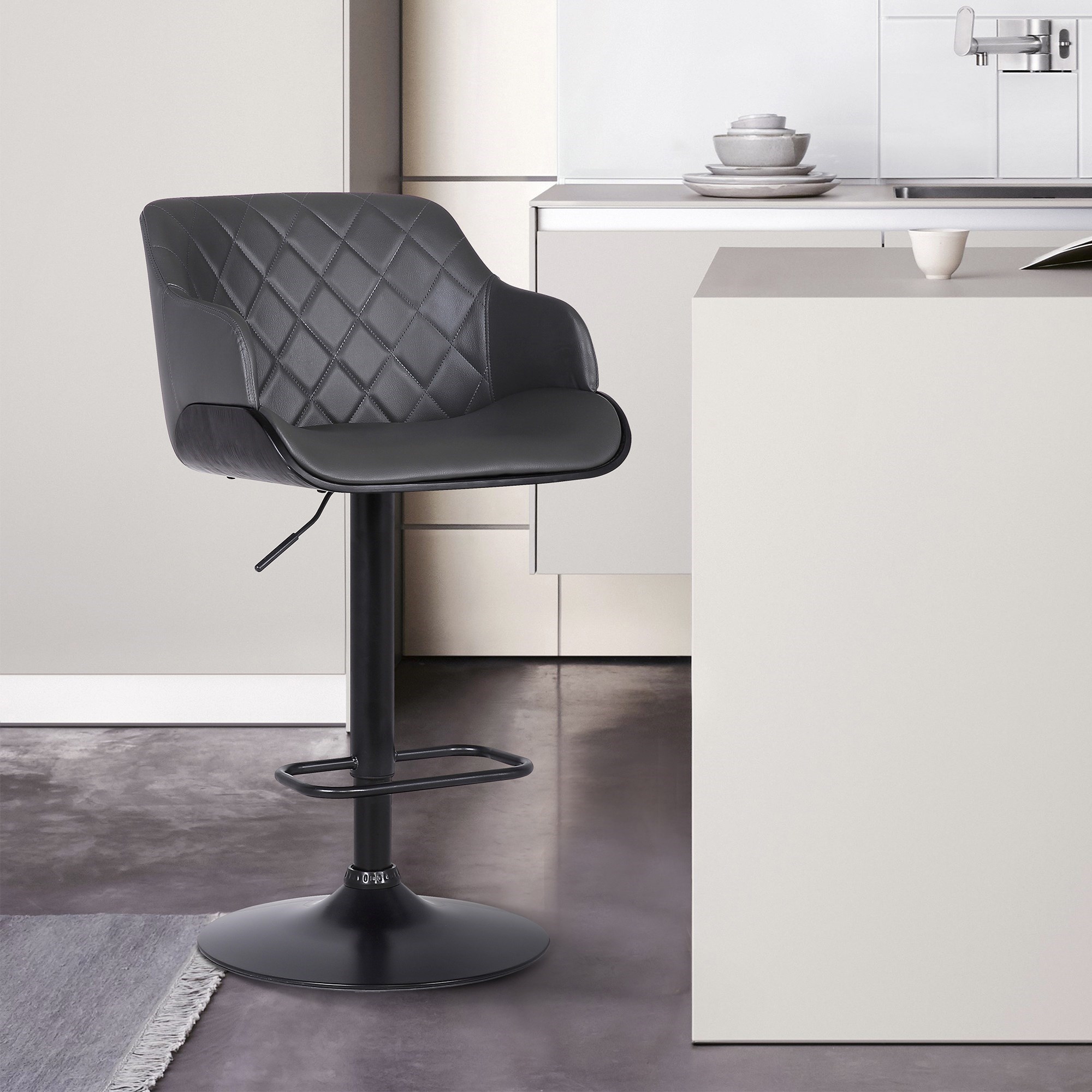 Armen Living Toby Upholstered Adjustable Bar Stool
