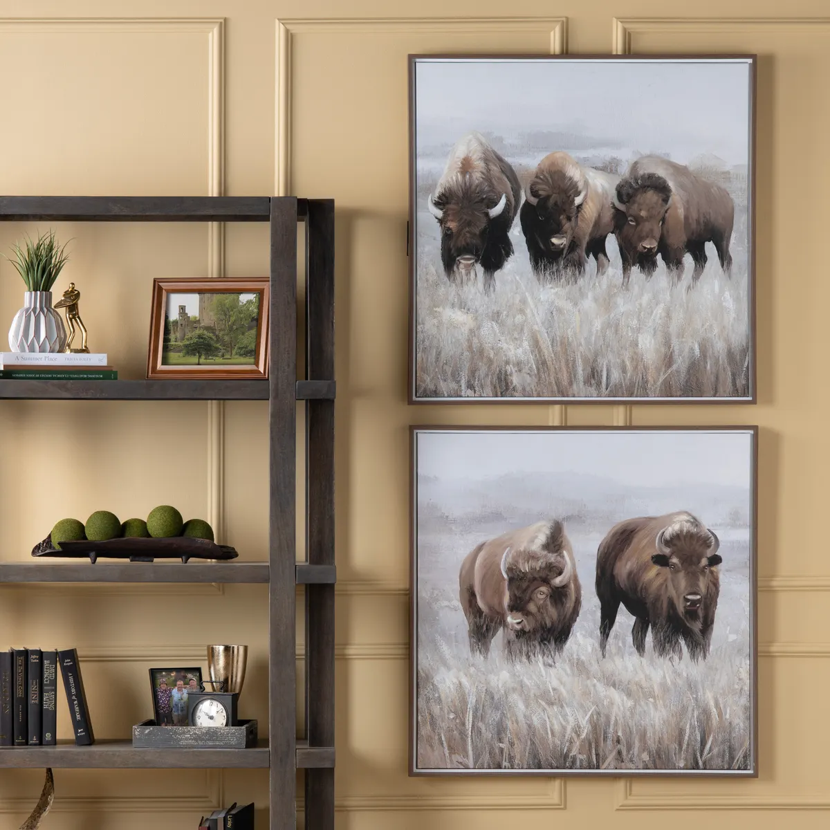 Grazing Herds Framed Canvases - Set of 2
