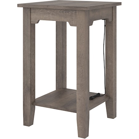 Farmhouse Style Chairside End Table with USB Ports