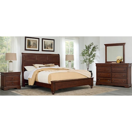 King Sleigh Bed with Metal Slats