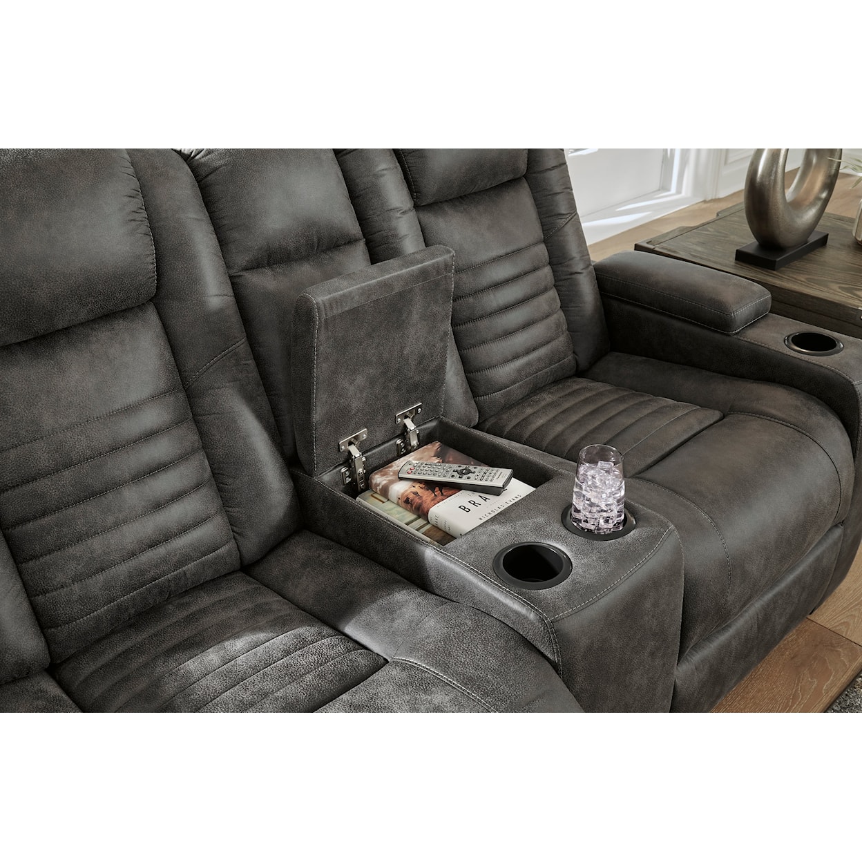 Ashley Furniture Signature Design Soundcheck Power Reclining Loveseat w/ Console