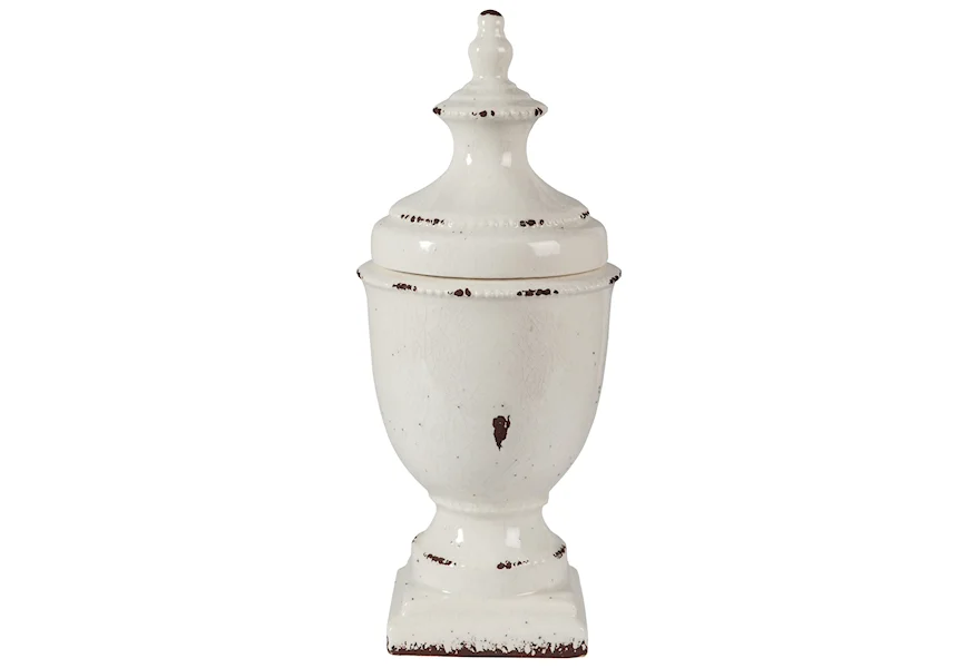 Accents Devorit Antique White Jar by Signature Design by Ashley at Schewels Home
