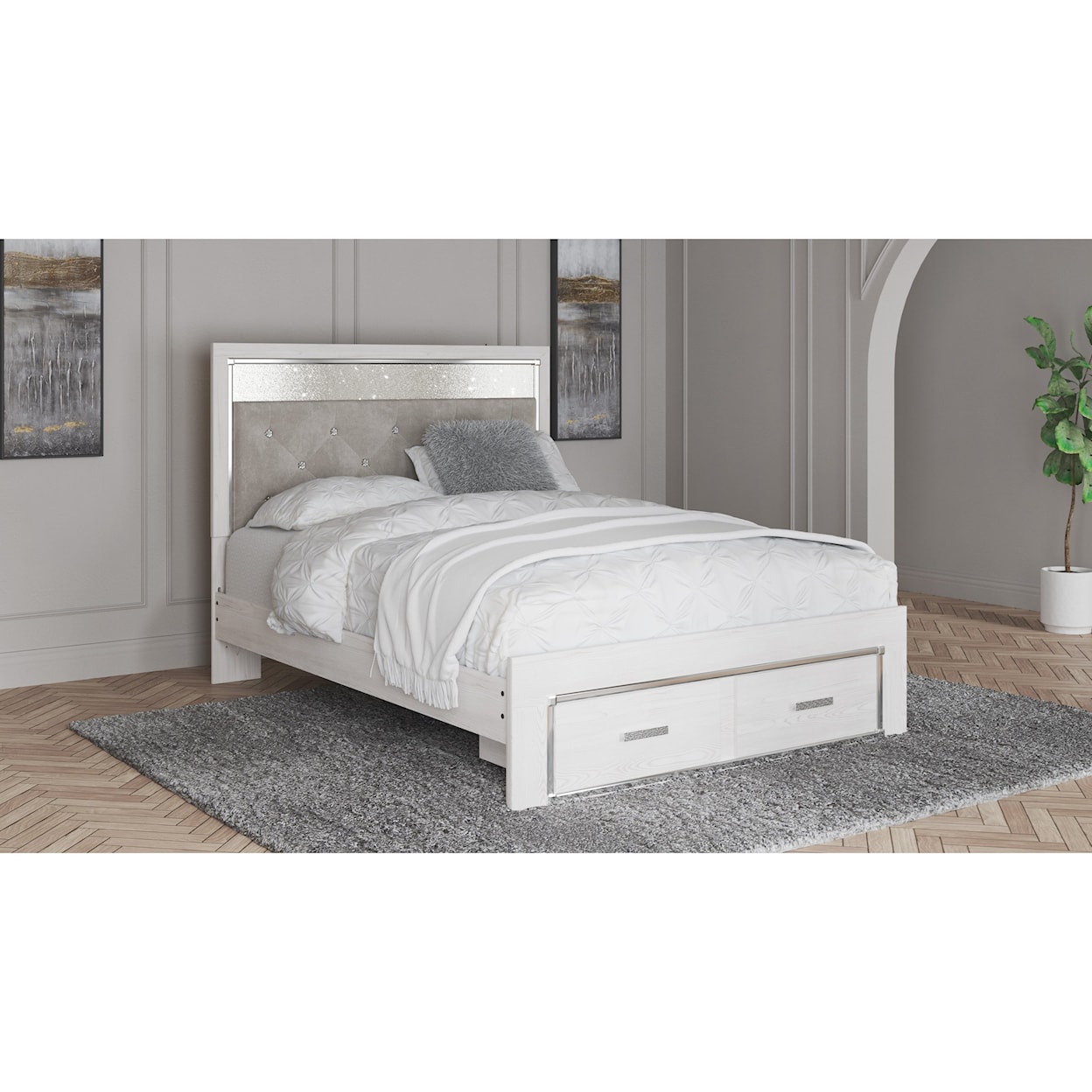 Signature Design Altyra Queen Storage Bed with Upholstered Headboard