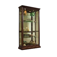 Transitional Two-Way Sliding Door Curio Cabinet with Mirrored Back