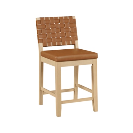 Upholstered Webbed-Back Bar Chair