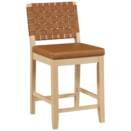 Upholstered Webbed-Back Bar Chair
