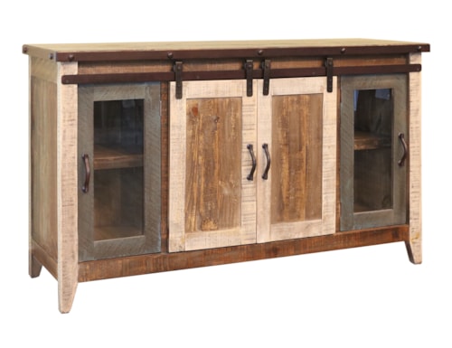 Rustic 60" TV Stand with Sliding Doors