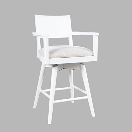 Transitional Swivel Counter Chair with Panel Back
