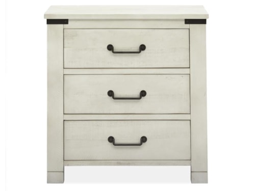 Industrial Farmhouse 3-Drawer Nightstand with Felt-Lined Top Drawer
