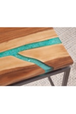 Steve Silver Tamra Rustic End Table with Emerald Resin Inlay