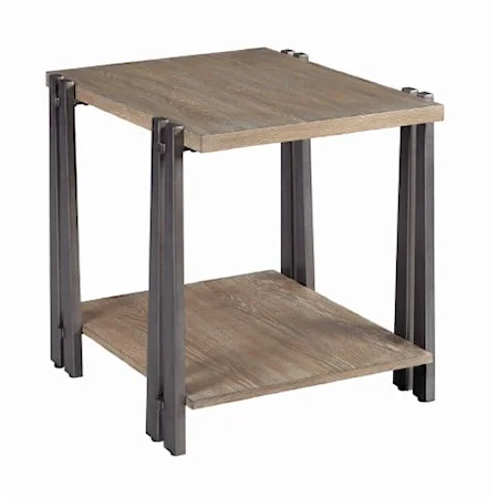 Rustic End Table with Low Shelf