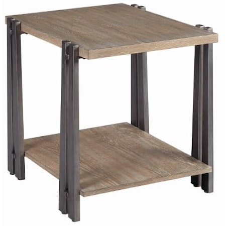 Rustic End Table with Low Shelf