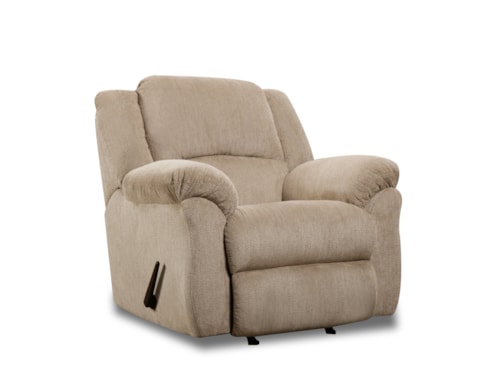 Casual Rocker Recliner with Pillow Arms