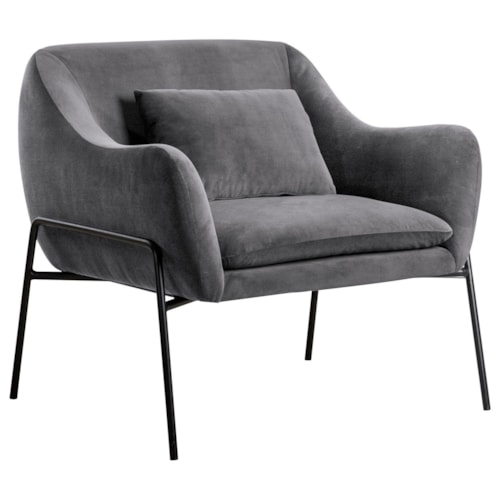 Mid-Century Modern Accent Chair with Throw Pillow