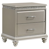 Glam Nightstand with Two Drawers and Bun Feet