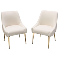Set of 2 Glam Channeled Velvet Host Chairs with Metal Legs