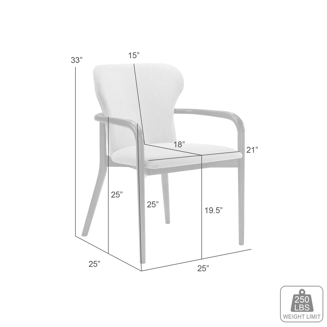 Upholstered Exposed-Wood Dining Arm Chair