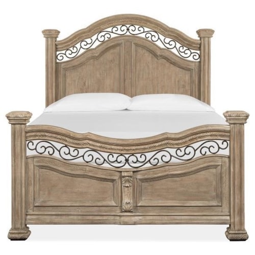 Traditional Queen Poster Bed with Metal Trim