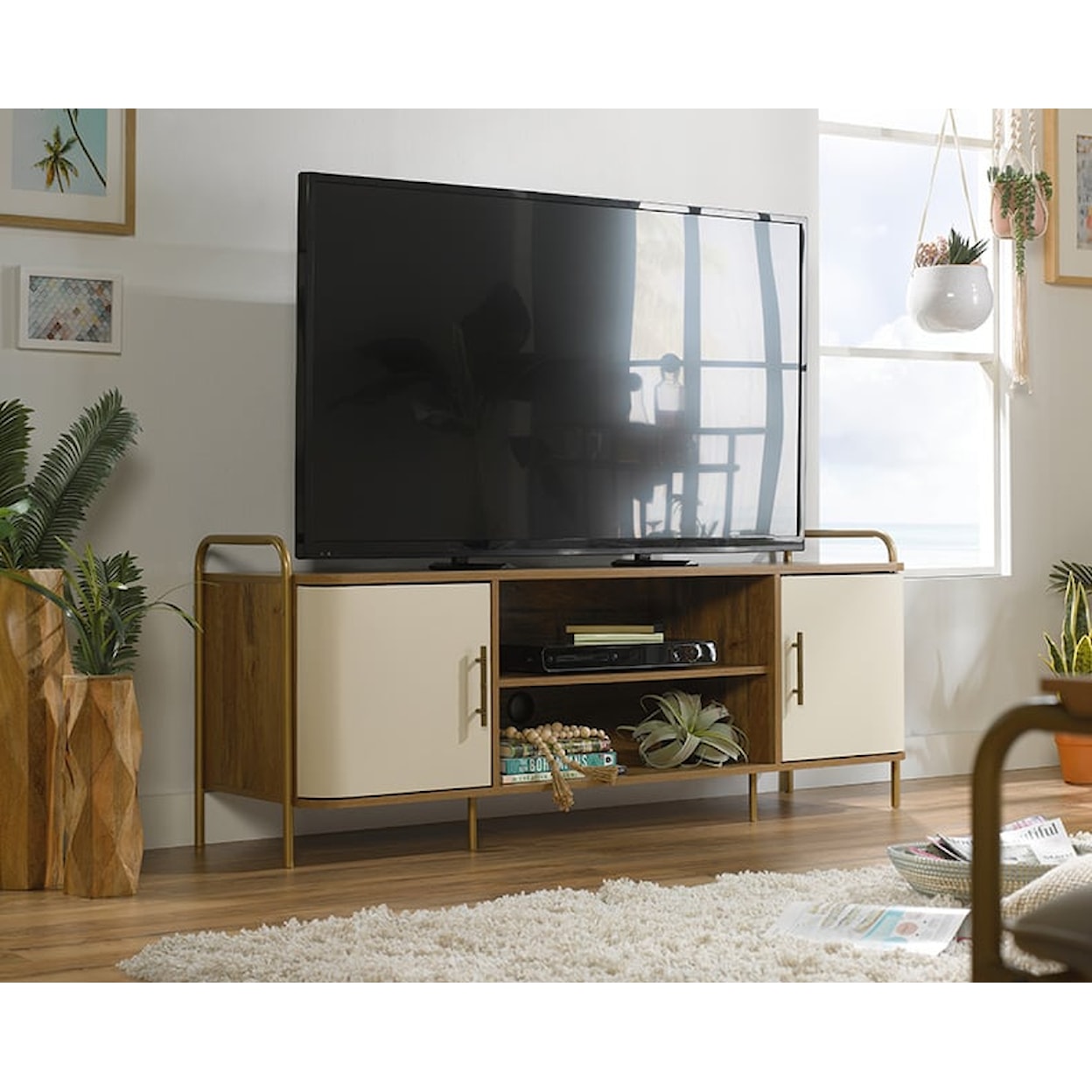 Sauder Coral Cape TV Credenza with Adjustable Shelves