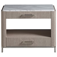 Contemporary 2-Drawer Bedside Table with Stone Top